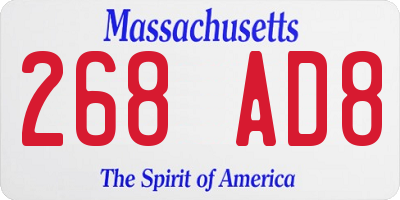 MA license plate 268AD8