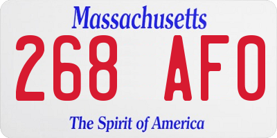 MA license plate 268AF0