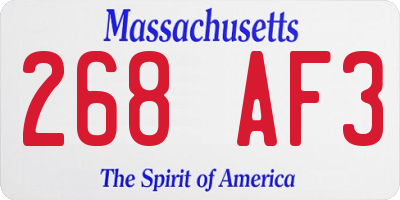 MA license plate 268AF3