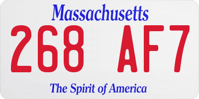 MA license plate 268AF7