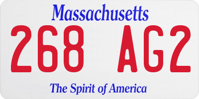 MA license plate 268AG2