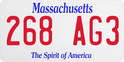MA license plate 268AG3