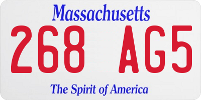MA license plate 268AG5