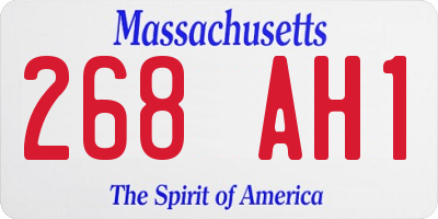MA license plate 268AH1