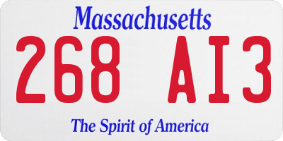 MA license plate 268AI3
