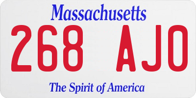 MA license plate 268AJ0
