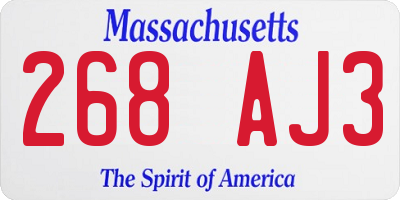 MA license plate 268AJ3