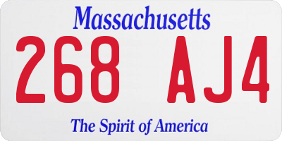 MA license plate 268AJ4
