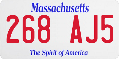 MA license plate 268AJ5