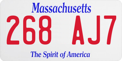 MA license plate 268AJ7