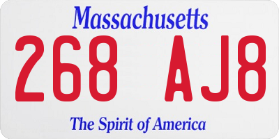 MA license plate 268AJ8