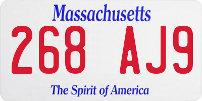 MA license plate 268AJ9