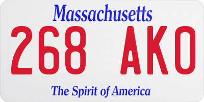 MA license plate 268AK0