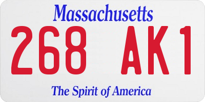 MA license plate 268AK1