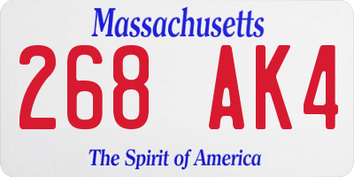 MA license plate 268AK4