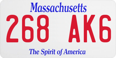 MA license plate 268AK6