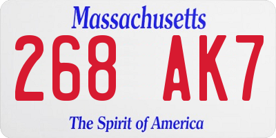 MA license plate 268AK7