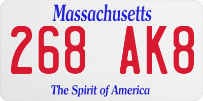 MA license plate 268AK8