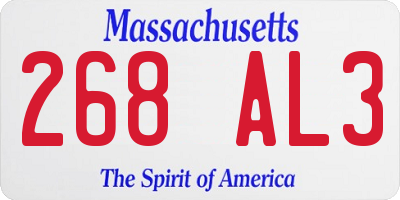MA license plate 268AL3
