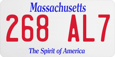 MA license plate 268AL7