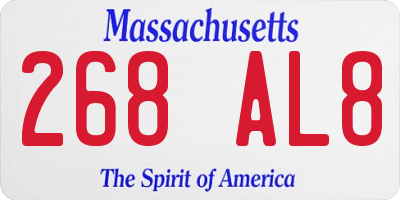 MA license plate 268AL8
