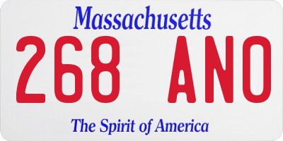 MA license plate 268AN0