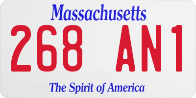 MA license plate 268AN1