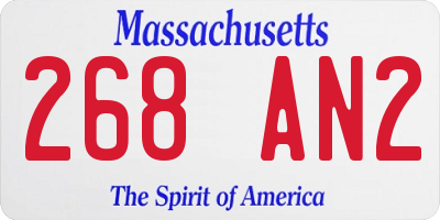 MA license plate 268AN2