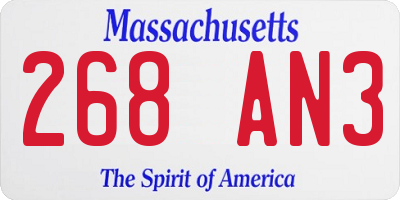 MA license plate 268AN3
