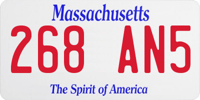MA license plate 268AN5