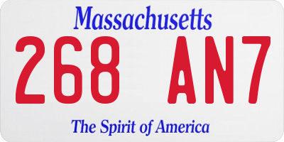 MA license plate 268AN7