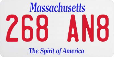 MA license plate 268AN8