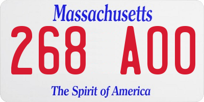 MA license plate 268AO0