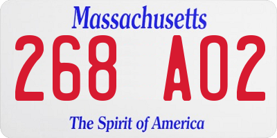 MA license plate 268AO2