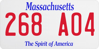 MA license plate 268AO4