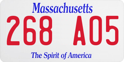 MA license plate 268AO5