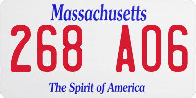 MA license plate 268AO6