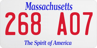 MA license plate 268AO7