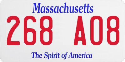 MA license plate 268AO8