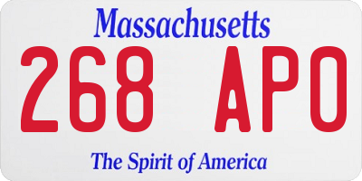 MA license plate 268AP0