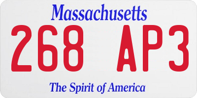 MA license plate 268AP3