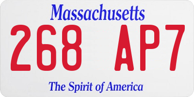 MA license plate 268AP7