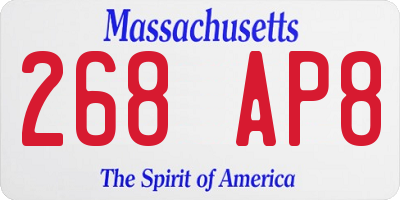 MA license plate 268AP8