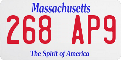 MA license plate 268AP9