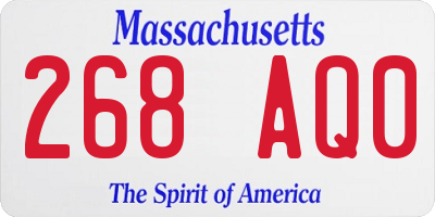 MA license plate 268AQ0