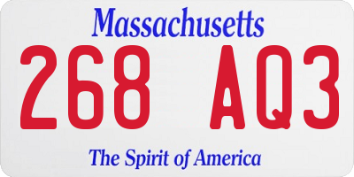MA license plate 268AQ3