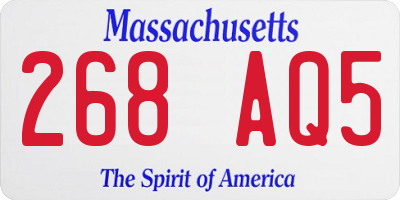 MA license plate 268AQ5