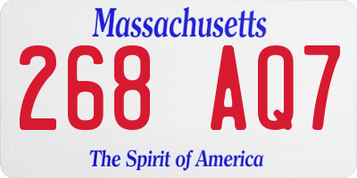 MA license plate 268AQ7