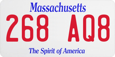 MA license plate 268AQ8