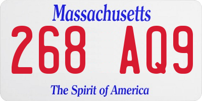 MA license plate 268AQ9